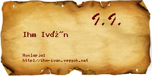 Ihm Iván névjegykártya